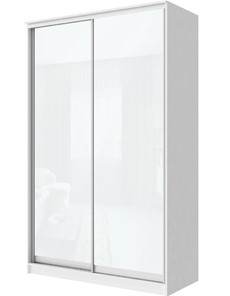 Шкаф 2-х створчатый Хит-22-17-22 с цветным стеклом, белое №10, Белый корпус в Салехарде - предосмотр