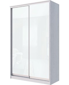 Шкаф 2-х створчатый Хит-22-17-22 с цветным стеклом, белое №10, Ясень анкор светлый в Салехарде