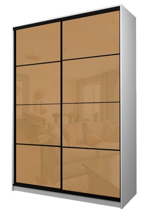 Шкаф 2-х дверный MAX МШ-23-6-16-22, Профиль Черный/Цвет Белый/Oracal Светло-коричневый в Салехарде - изображение