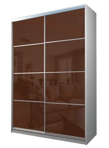 Шкаф 2-х дверный MAX МШ-23-6-16-22, Профиль Серебро/Цвет Белый/Oracal Шоколад в Лабытнанги