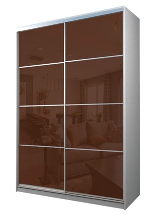 Шкаф 2-х дверный MAX МШ-23-6-16-22, Профиль Серебро/Цвет Белый/Oracal Шоколад в Салехарде - изображение