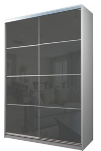 Шкаф 2-х дверный MAX МШ-23-6-16-22, Профиль Серебро/Цвет Белый/Oracal Темно-серый в Лабытнанги