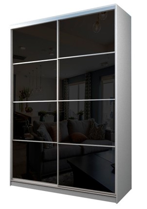 Шкаф 2-х дверный MAX МШ-25-6-18-22, Профиль Серебро/Цвет Белый/Oracal Черный в Салехарде - изображение