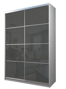 Шкаф 2-х дверный MAX МШ-25-6-18-22, Профиль Серебро/Цвет Белый/Oracal Темно-серый в Лабытнанги