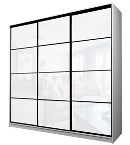 Шкаф 3-х дверный MAX МШ-25-6-24-222, Профиль Черный/Цвет Белый/Oraclal Белый в Салехарде