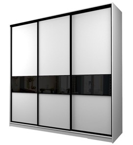 Шкаф 3-х дверный MAX МШ-25-6-24-999, Профиль Черный/Цвет Белый/Oraclal Черный в Салехарде