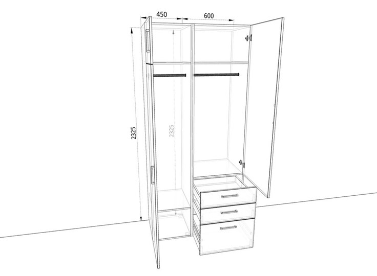 Распашной шкаф 1050х500х2325мм (10501) Белый/Жемчуг в Тарко-Сале - изображение 1