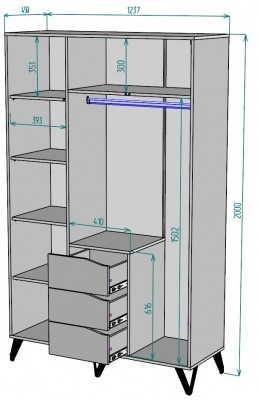 Трехдверный шкаф Дельта H141_M, ЯШС в Губкинском - изображение 1