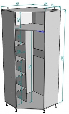 Угловой шкаф распашной Лофт H128, ВД в Салехарде - изображение 1