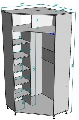 Распашной шкаф угловой Лофт H131, ДМ в Салехарде - изображение 1