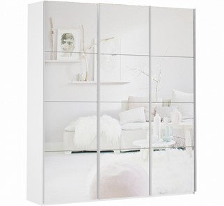 Шкаф трехстворчатый Прайм (3 зеркало) 1800x570x2300, белый снег в Салехарде