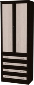 Шкаф 2-х створчатый 103 со штангой, цвет Венге в Лабытнанги