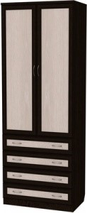 Шкаф 2-х створчатый 103 со штангой, цвет Венге в Лабытнанги - изображение