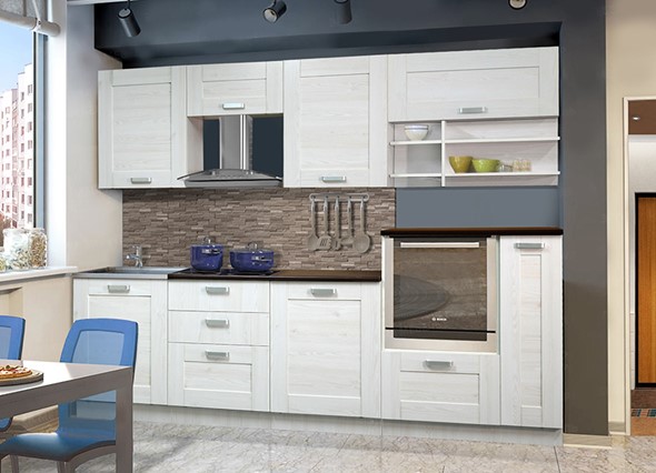 Кухонный гарнитур Квадро 2700, цвет Белая лиственница в Надыме - изображение