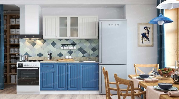 Модульная кухня Хозяюшка Магнолия-деним 1,5 м МДФ в Муравленко - изображение