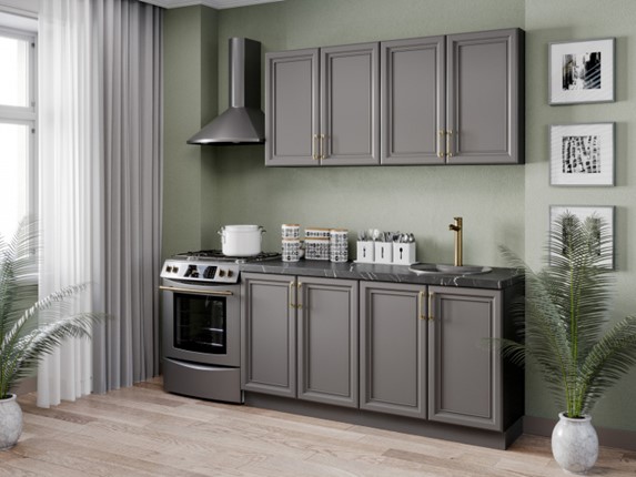Гарнитур кухонный Джелатто 2200, Чёрный/Оникс серый в Салехарде - изображение