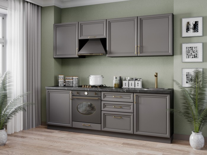 Модульная кухня Джелатто 2400, Чёрный/Оникс серый в Салехарде - изображение