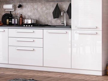 Модульный кухонный гарнитур Герда 2200 (Белый/Белый глянец) в Салехарде - предосмотр 1