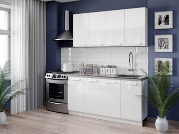 Модульный кухонный гарнитур Герда 2200 (Белый/Белый глянец) в Салехарде - предосмотр