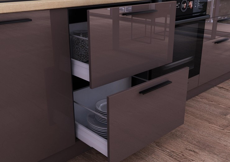 Кухонный гарнитур Герда 2400 №1 угловой(Черный/Антрацит глянец) в Салехарде - изображение 6