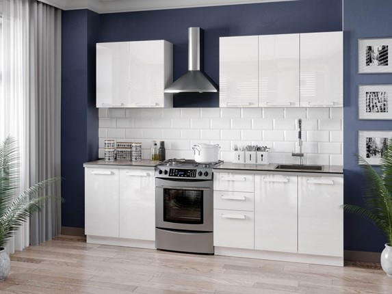 Гарнитур кухонный Герда 2600 (Белый/Белый глянец) в Салехарде - изображение