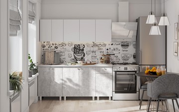 Кухонный гарнитур КГ-1 1800, белый/белый/цемент светлый/антарес в Надыме