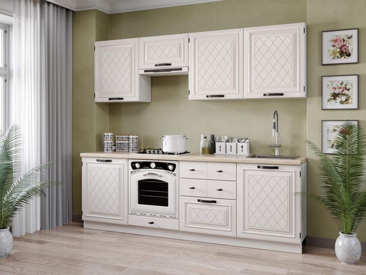 Кухонный гарнитур Марина 2400(Белый/Алебастр) в Салехарде - изображение