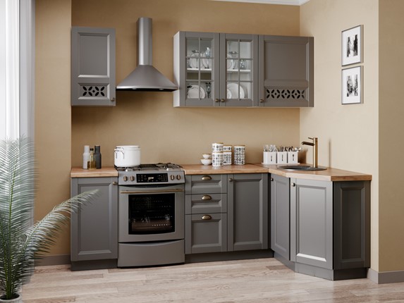 Модульная угловая кухня Амели-3 2400, Белый/Оникс серый в Салехарде - изображение
