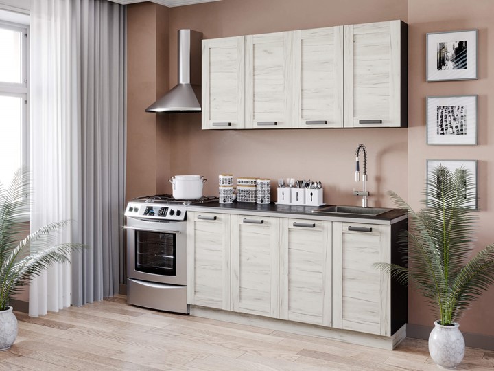 Модульная кухня Винченца 2200 (Чёрный/Дуб крафт белый) в Салехарде - изображение