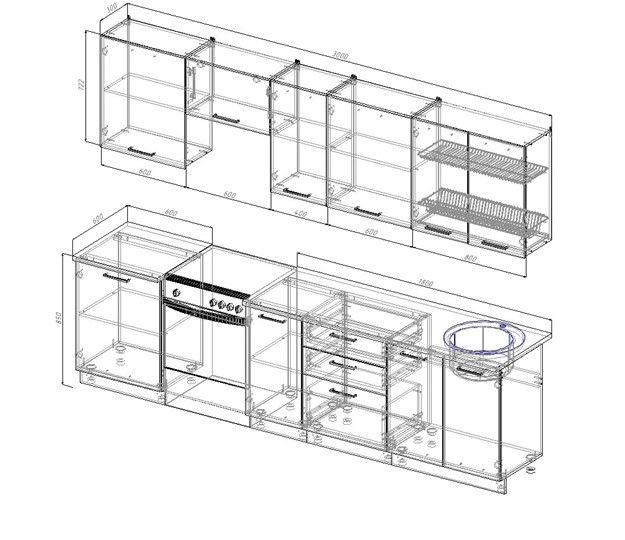 Модульный кухонный гарнитур Дели-3000 в Салехарде - изображение 1