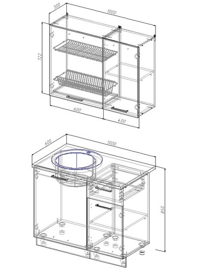 Модульный кухонный гарнитур Бланка-1000 в Салехарде - изображение 1