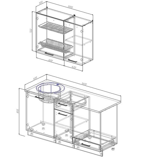 Модульный кухонный гарнитур Антрацит-1600 в Салехарде - изображение 1