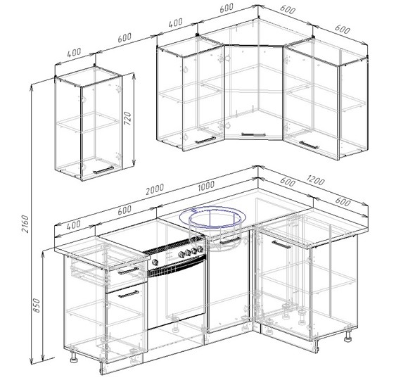 Кухонный угловой гарнитур Антрацит-2000х1200 в Лабытнанги - изображение 2