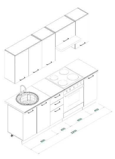 Гарнитур кухонный МК ТЕХНО Комплект №7 2,2м ПВХ Оленна в Салехарде - изображение 8