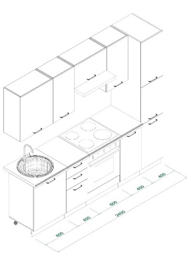 Кухонный гарнитур МК НОРД Комплект №8 2,4м Дуб Крафт Серый (K002 PW) в Салехарде - изображение 8
