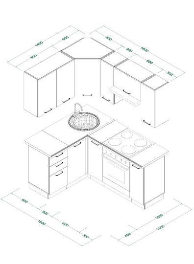 Гарнитур кухонный МК ТЕХНО Комплект №9 1,4х1,8м угловая ПВХ Оленна в Губкинском - изображение 9