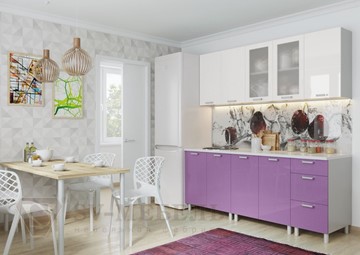 Прямая кухня Модерн, белый глянец/фиолетовый металлик в Новом Уренгое