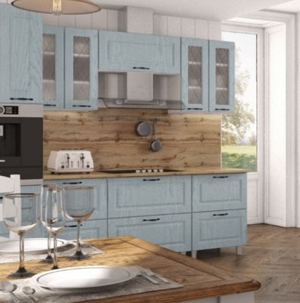 Модульная кухня Грейвуд, деним светлый, вариант 3 в Салехарде - изображение