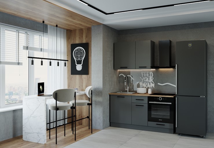 Модульный кухонный гарнитур Антрацит-1600 в Надыме - изображение