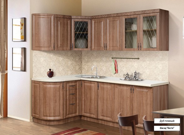 Угловая кухня Веста 1330х2200, цвет Дуб темный в Надыме - изображение