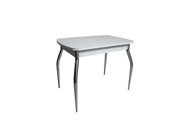 Кухонный стол раскладной ПГ-02СТ белое/белое/хром фигурные в Лабытнанги