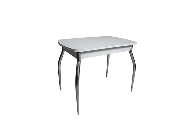 Кухонный стол раскладной ПГ-02СТ белое/белое/хром фигурные в Лабытнанги - изображение