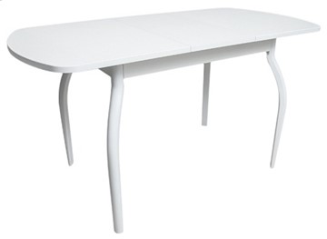 Кухонный стол раздвижной ПГ-07 ЛДСП, белый ЛДСП/32 гнутые крашеные металл белый в Салехарде