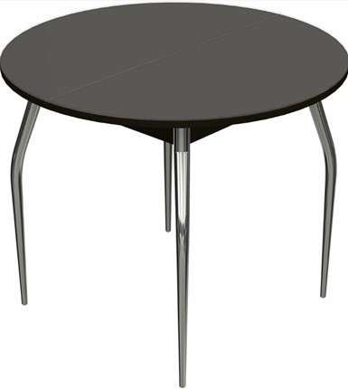 Кухонный раздвижной стол Ривьера исп. круг хром №5 (стекло коричневое/венге) в Салехарде - изображение