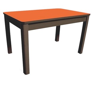 Кухонный стол Айсберг-05 СТ1, венге ЛДСП/стекло оранжевое/42 прямые массив венге в Губкинском