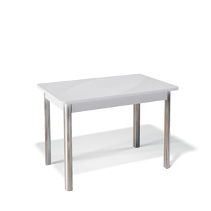 Обеденный раздвижной стол Kenner 1100S (Хром/Белый/Стекло белое глянец) в Салехарде