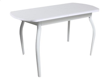 Кухонный обеденный стол ПГ-08 ЛДСП, белый ЛДСП/32 гнутые крашеные металл белый в Салехарде