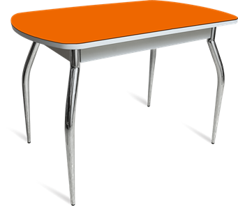 Кухонный раскладной стол ПГ-07 СТ1 белое/оранжевое/35 хром фигурные гнутые в Муравленко