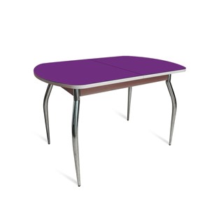 Кухонный обеденный стол ПГ-08 СТ2, дуб молочный/фиолетовое стекло/35 хром гнутые металл в Лабытнанги
