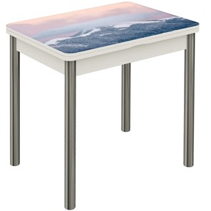 Кухонный раздвижной стол Бари хром №6 (Exclusive h181/белый) в Надыме